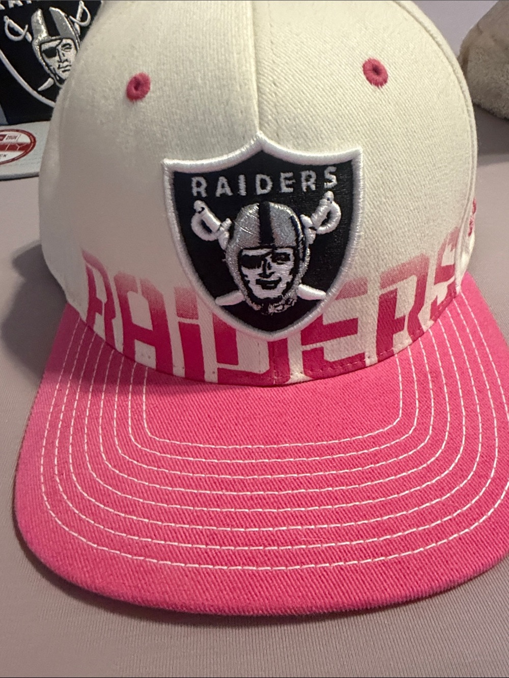 Reebok Raiders White and Pink Baseball Cap